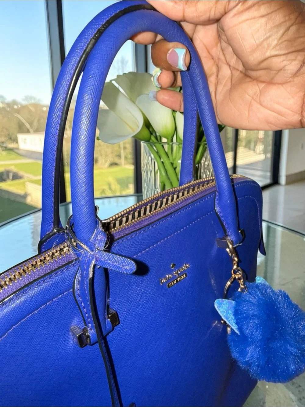 Kate Spade Cameron Street Margot Satchel in "Nightlife Blue" w Bagcharm EUC - Picture 11 of 14